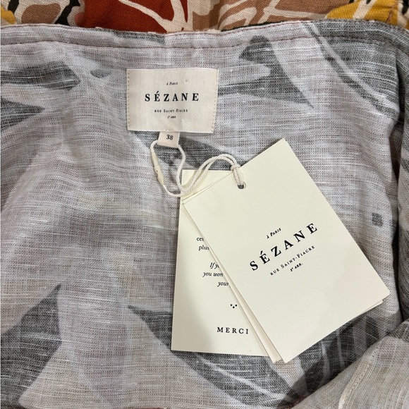 Sézane Vicky Leaves Filly Dress NWT | Ruffled Strap Babydoll Mini Size 38 (US 6) - Picture 5 of 5